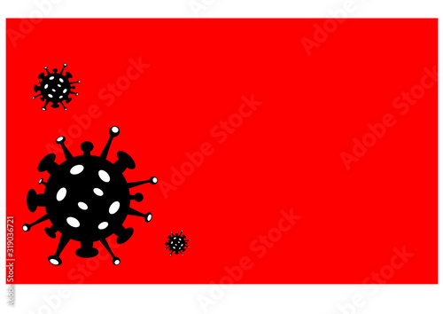 Virus, Novel coronavirus (2019-nCoV), MERS-Cov (middle East respiratory syndrome coronavirus). Template for background, poster, information banner. Place for text, icon on red background