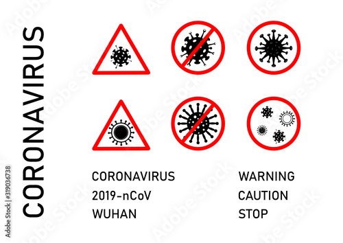 Novel coronavirus (2019-nCoV), MERS-Cov (middle East respiratory syndrome coronavirus). Stop coronavirus. Chinese healthcare, Wuhan virus, vector icons with lettering to choose