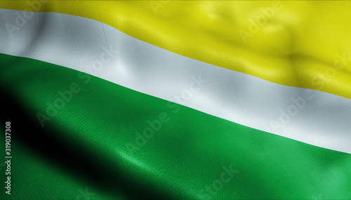 3D Waving Colombia City Flag of Sutamarchan Closeup View