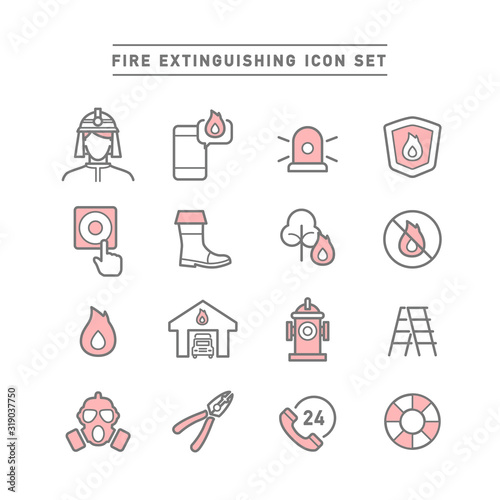 FIRE EXTINGUISHING ICON SET