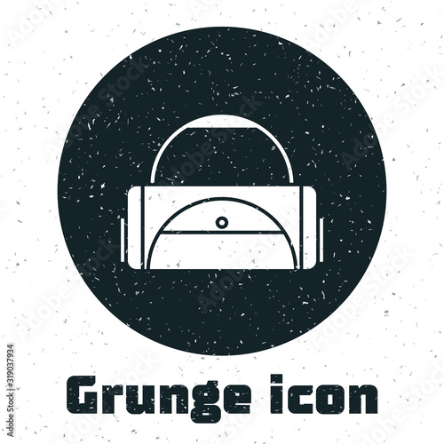 Grunge Sport bag icon isolated on white background. Vector Illustration