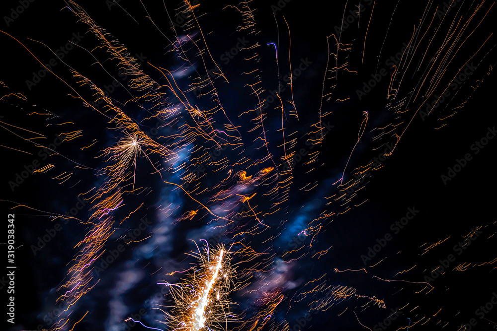 Fototapeta premium FIREWORKS IN THE NIGHT SKY