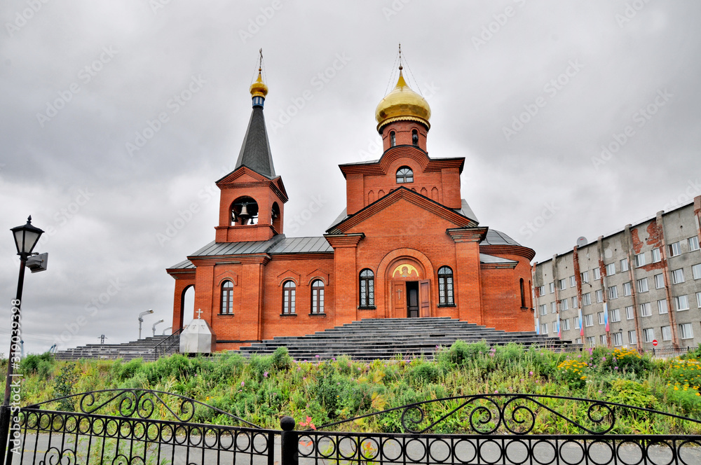 Φωτογραφία View of the port of Dudinka city  on the river Jenisej in Russia