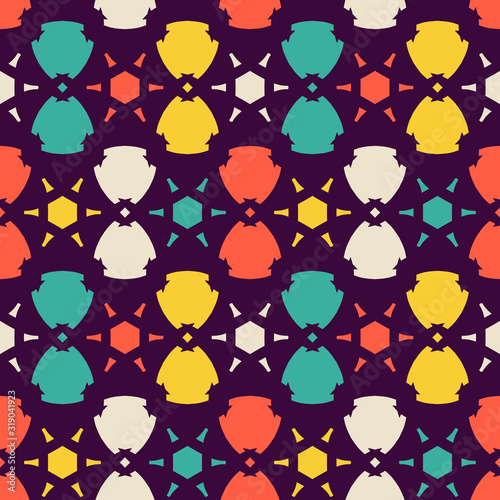 Seamless pattern with alternating geometric elements.