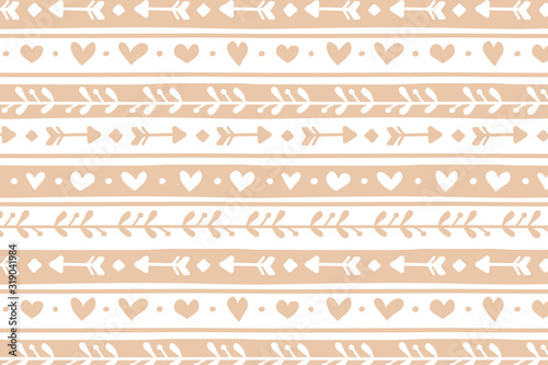 Vector background with hand drawn elements for Valentine's Day. Cute doodle design