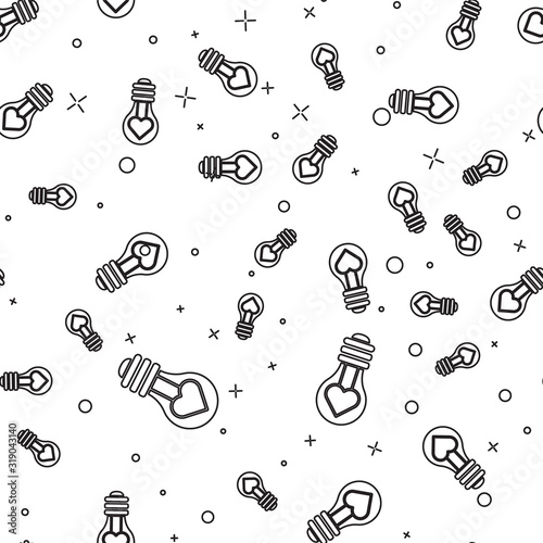 Black line Executioner axe in tree block icon isolated seamless pattern on white background. Hangman, torturer, executor, tormentor, butcher, headsman. Vector Illustration