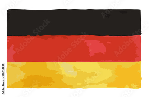 Watercolor illustration of flag of Germany in black  red and yellow ink in vector