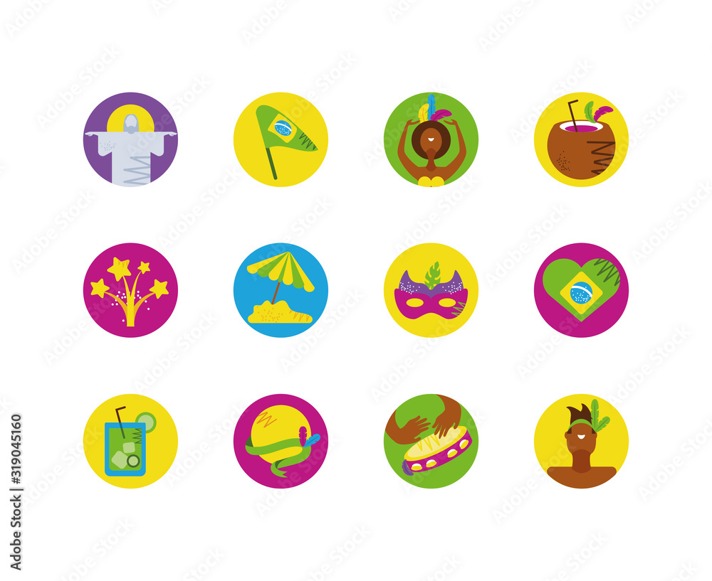 Isolated brazilian carnival icon set vector design Isolated brazilian carnival icon set vector design