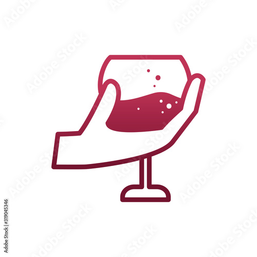 Isolated hand holding wine cup vector design