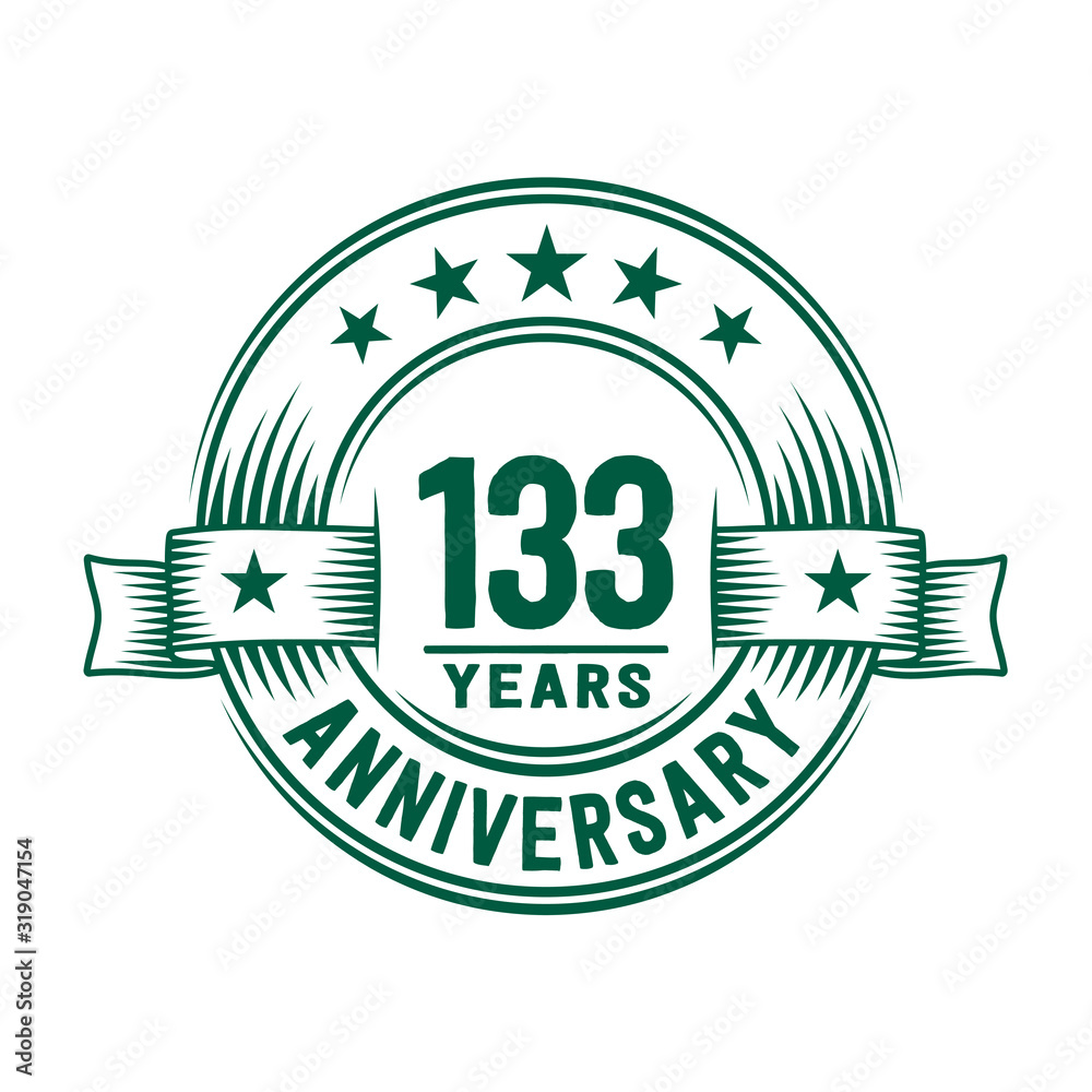 133 years logo design template. 133th anniversary vector and illustration. 133 years logo design template. 133th anniversary vector and illustration.