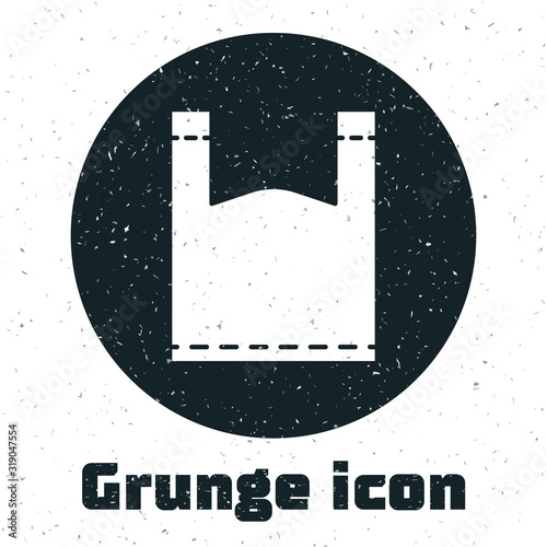 Grunge Plastic bag icon isolated on white background. Disposable cellophane and polythene package prohibition sign. Vector Illustration