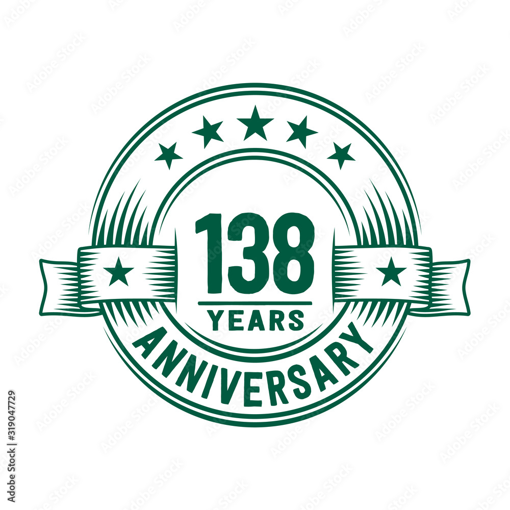 138 years logo design template. 138th anniversary vector and illustration. 138 years logo design template. 138th anniversary vector and illustration.