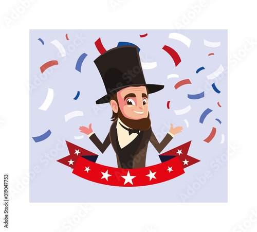 president abraham lincoln with ribbon, president day card