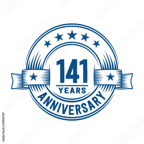 141 years logo design template. 141st anniversary vector and illustration.