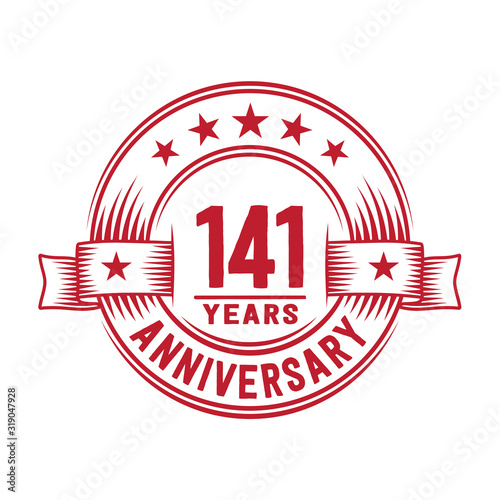 141 years logo design template. 141st anniversary vector and illustration.