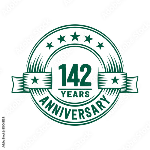 142 years logo design template. 142nd anniversary vector and illustration. photo