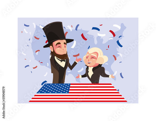 cartoon of presidents george washington and abraham lincoln, president day