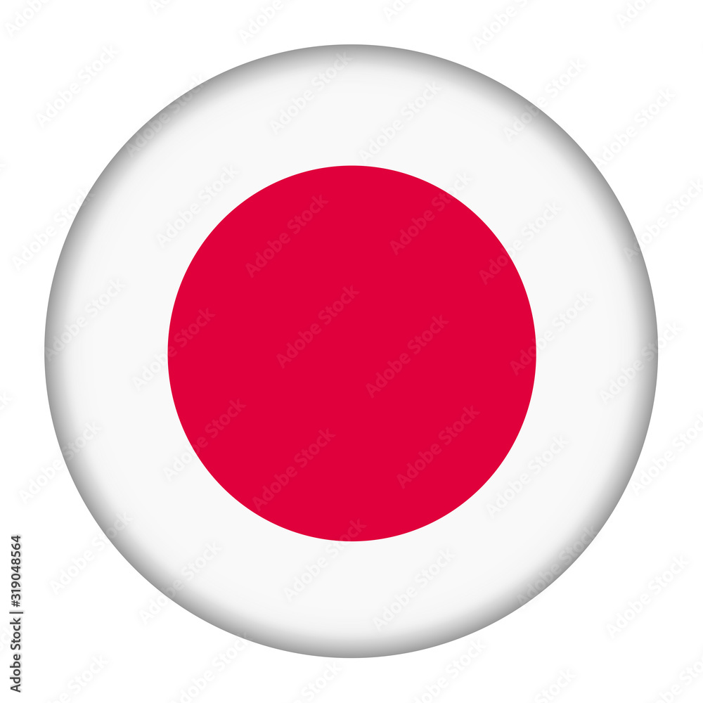 Japan flag button illustration with clipping path Japan flag button illustration with clipping path