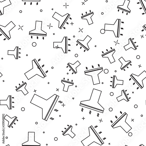 Black line Kitchen extractor fan icon isolated seamless pattern on white background. Cooker hood. Kitchen exhaust. Household appliance. Vector Illustration
