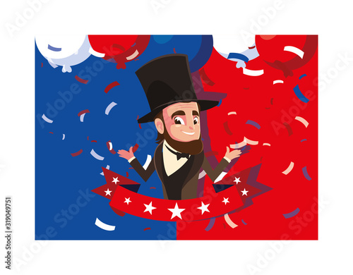 president abraham lincoln with ribbon, president day card