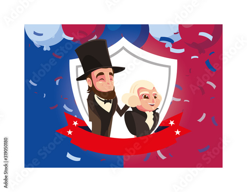 cartoon of presidents george washington and abraham lincoln, president day