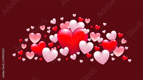 Karte mit viele Herzen für Muttertag, Valentinstag, Hochzeit uvm Vektor Illustration isoliert auf rotem Hintergrund
