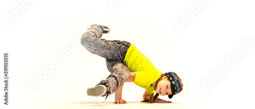 little girl in breakdance pose