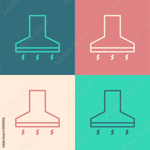 Color line Kitchen extractor fan icon isolated on color background. Cooker hood. Kitchen exhaust. Household appliance. Vector Illustration