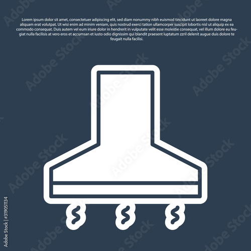 Blue line Kitchen extractor fan icon isolated on blue background. Cooker hood. Kitchen exhaust. Household appliance. Vector Illustration