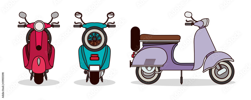 scooter motorcycles set vector design scooter motorcycles set vector design