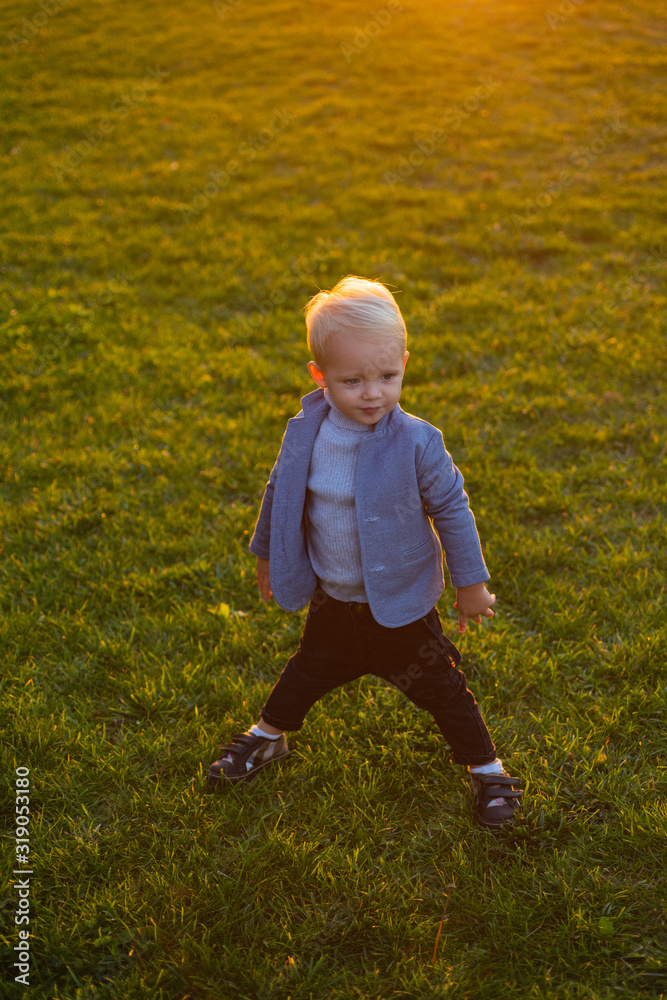 Boy sitting and playing with leaves. Cute baby boy walking among fallen leaves in autumn park. Happy kid boy walking in the park. Beautiful child in a grey sweater in the autumn nature. Boy sitting and playing with leaves. Cute baby boy walking among fallen leaves in autumn park. Happy kid boy walking in the park. Beautiful child in a grey sweater in the autumn nature.