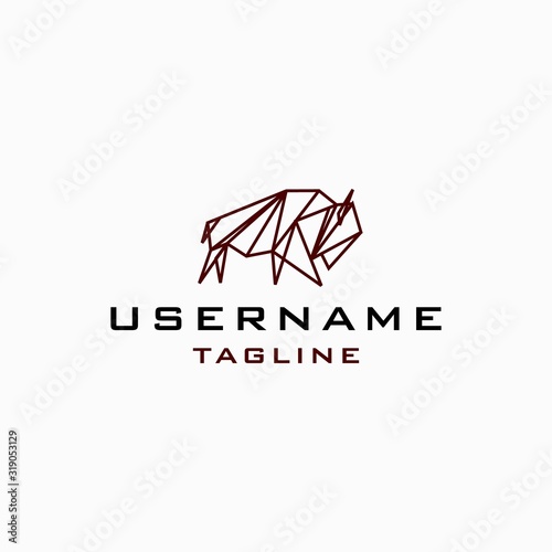  geometric bison logo design inspiration . origami bison logo template . bull yak logo design . wildlife icon . monoline 