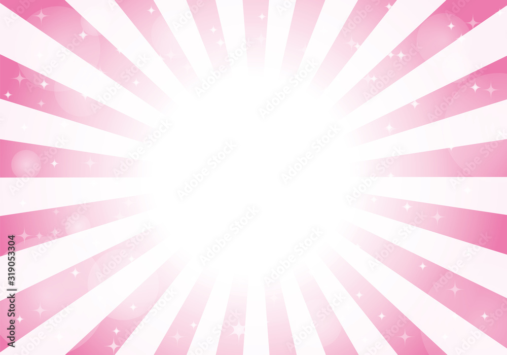 ピンク色　放射状背景　光　キラキラ