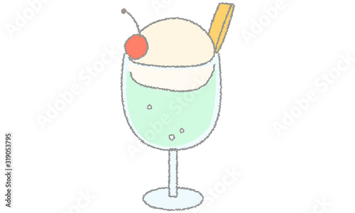 食べ物：ドリンク：メロンソーダのイラスト