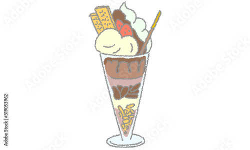 食べ物　スイーツ　チョコレートパフェのイラスト