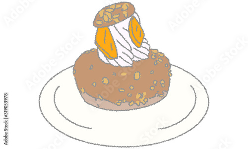 食べ物　スイーツ　シュークリームのイラスト