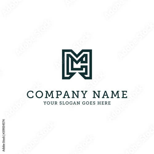 MC letter logo design, line art of M identity logo vector, clean and clever icon template
