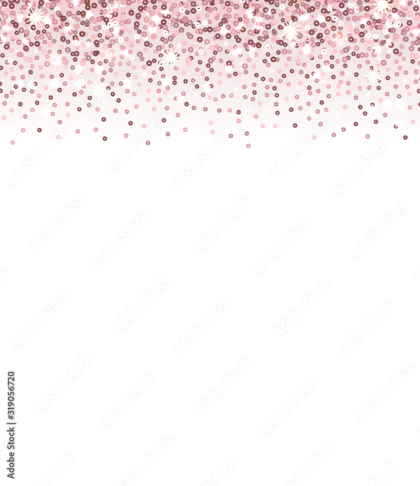 Rose gold glitter border on white background. Stock Vector | Adobe Stock