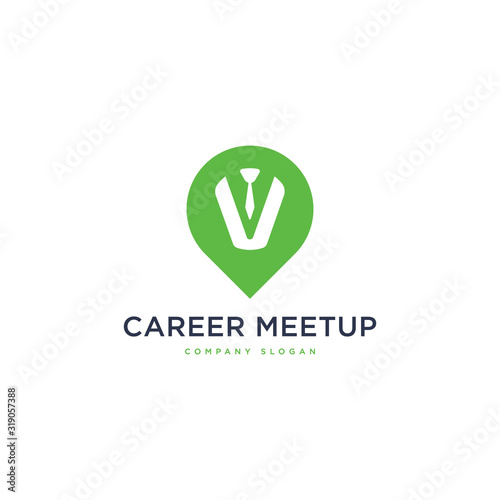 Colar, tie and map pin marker career job meetup logo app icon vector template