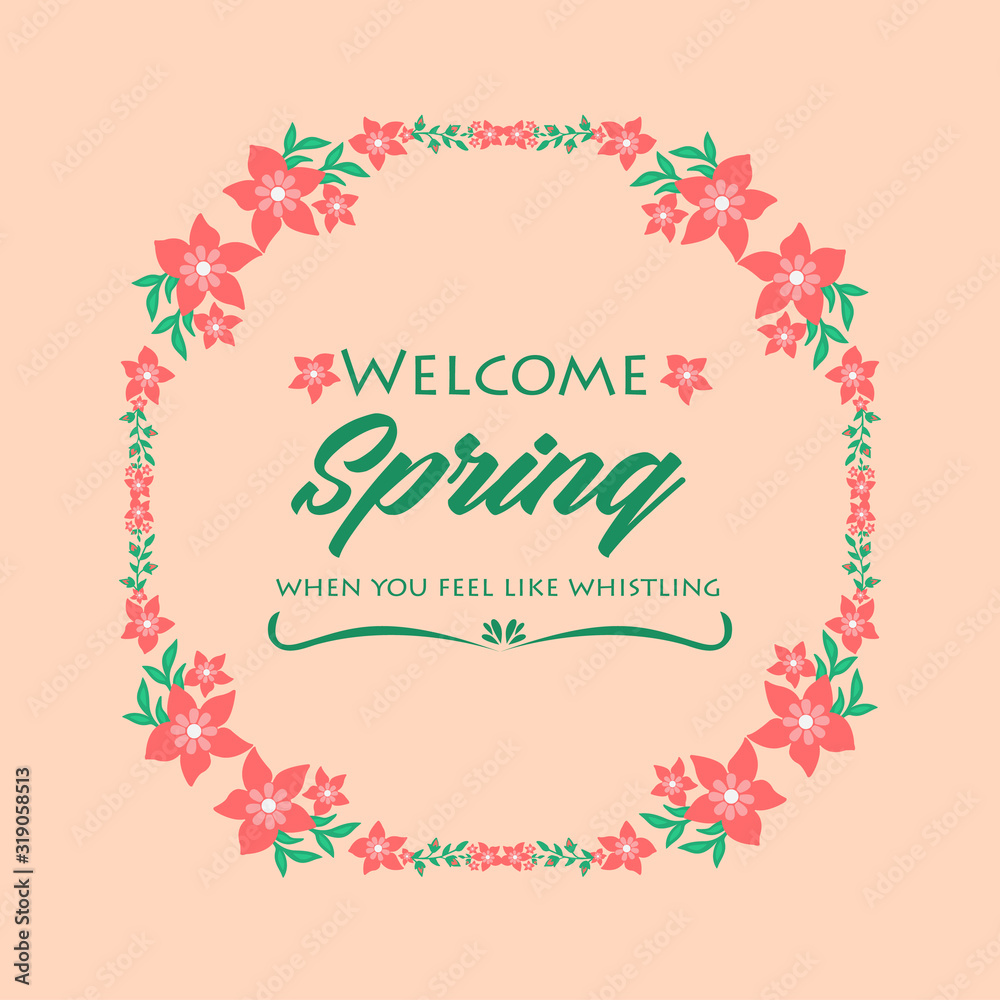 Antique card design, with beautiful red wreath frame, for celebration welcome spring. Vector Antique card design, with beautiful red wreath frame, for celebration welcome spring. Vector
