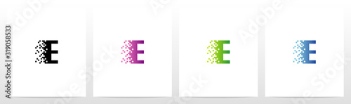 Pixel Eroded On Letter Logo Design E
