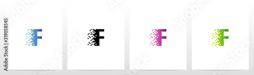 Pixel Eroded On Letter Logo Design F