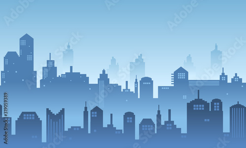 Illustration background urban in the morning with many building © City