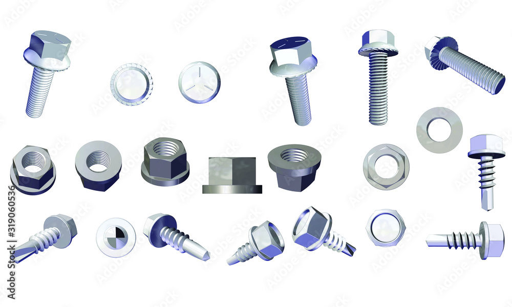 Flange Bolt, Flange Nut, Steel Self Tapping Screw Flange Bolt, Flange Nut, Steel Self Tapping Screw