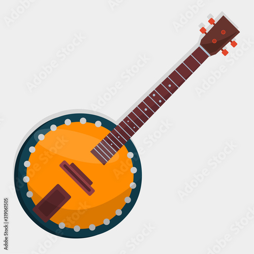 banjo music instrument vector illustration in flat style 