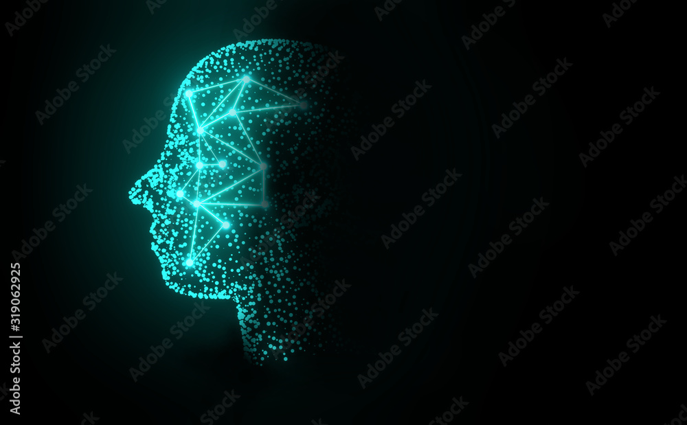Obraz premium 3D rendering artificial intelligence in humanoid head with digital is learning processing