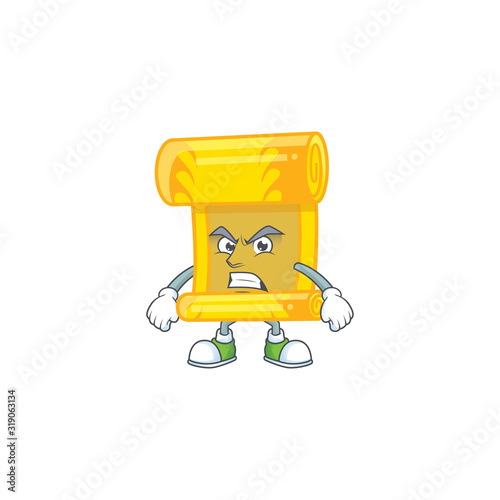 cartoon character of chinese gold scroll with angry face