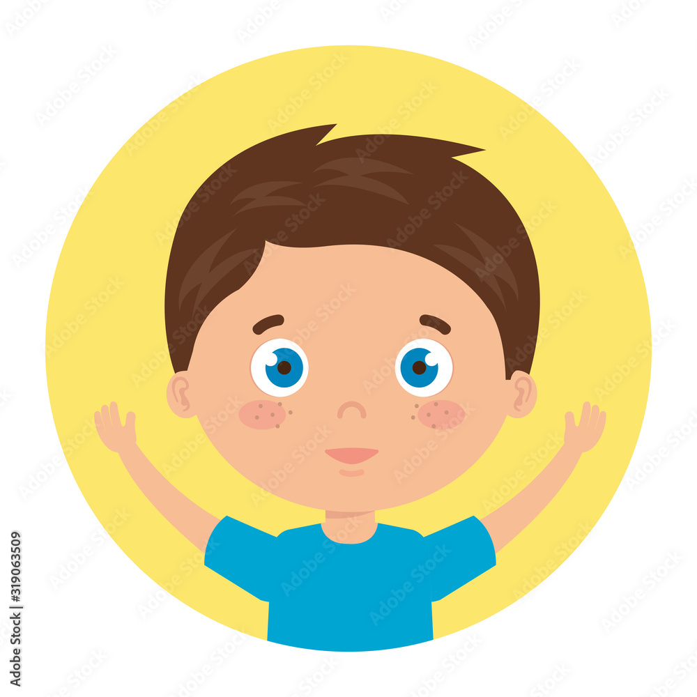 cute little boy with hands up in frame circular cute little boy with hands up in frame circular