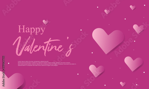 Valentine Background with a love papercut style and gradient. Template for poster , banner , greeting cards. Vector Illustration