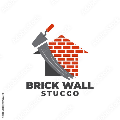 Plastering Brick Wall House Logo Vector Icon Illustration
